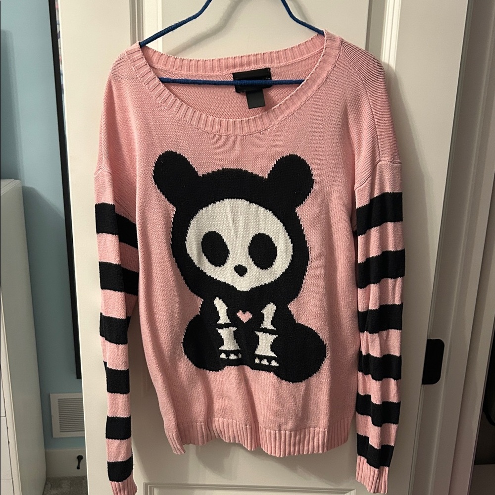 Hot Topic Pink and Black Panda Sweater